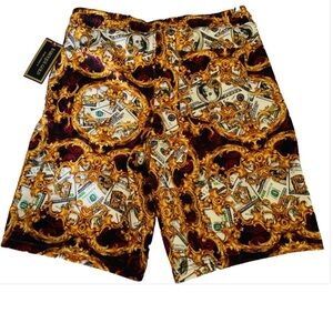 BAROQUE GOLD Unique NWT Italian Designer Inspired SHORTS Large